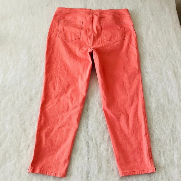 Chico's Womens Orange Perfect Stretch Girlfriend Slim Ankle Pants Size 3 US XL - Picture 2 of 10